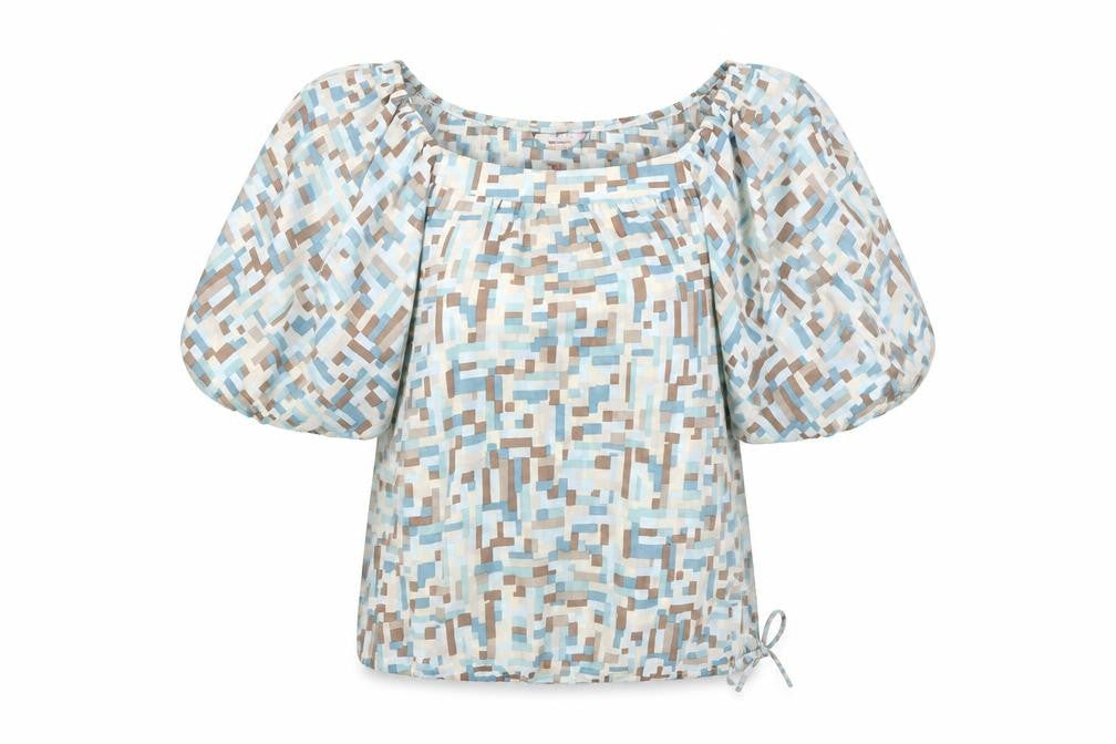 Front view of Epilogue Women’s Multicoloured Geometric Chiffon Blouse, size UK 16