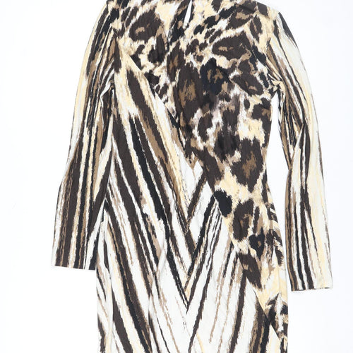 Fran Jane Womens Brown Animal Print Bodycon Dress Size 8