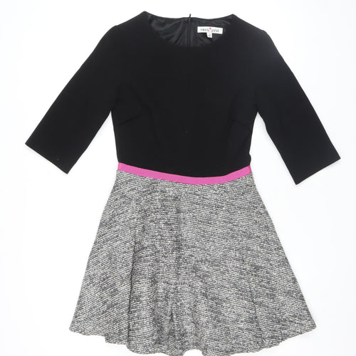 Fran Jane Women’s Black Grey Fit & Flare Dress Size 8