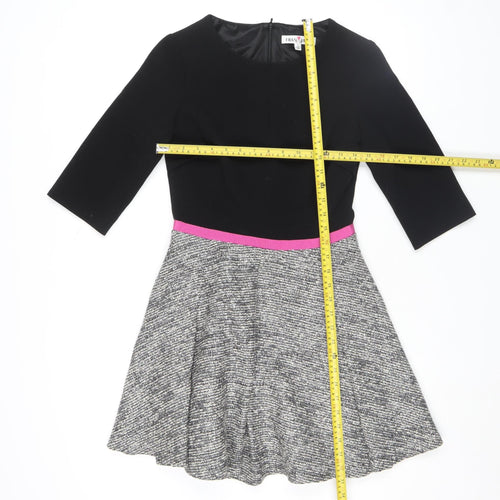 Fran Jane Women’s Black Grey Fit & Flare Dress Size 8