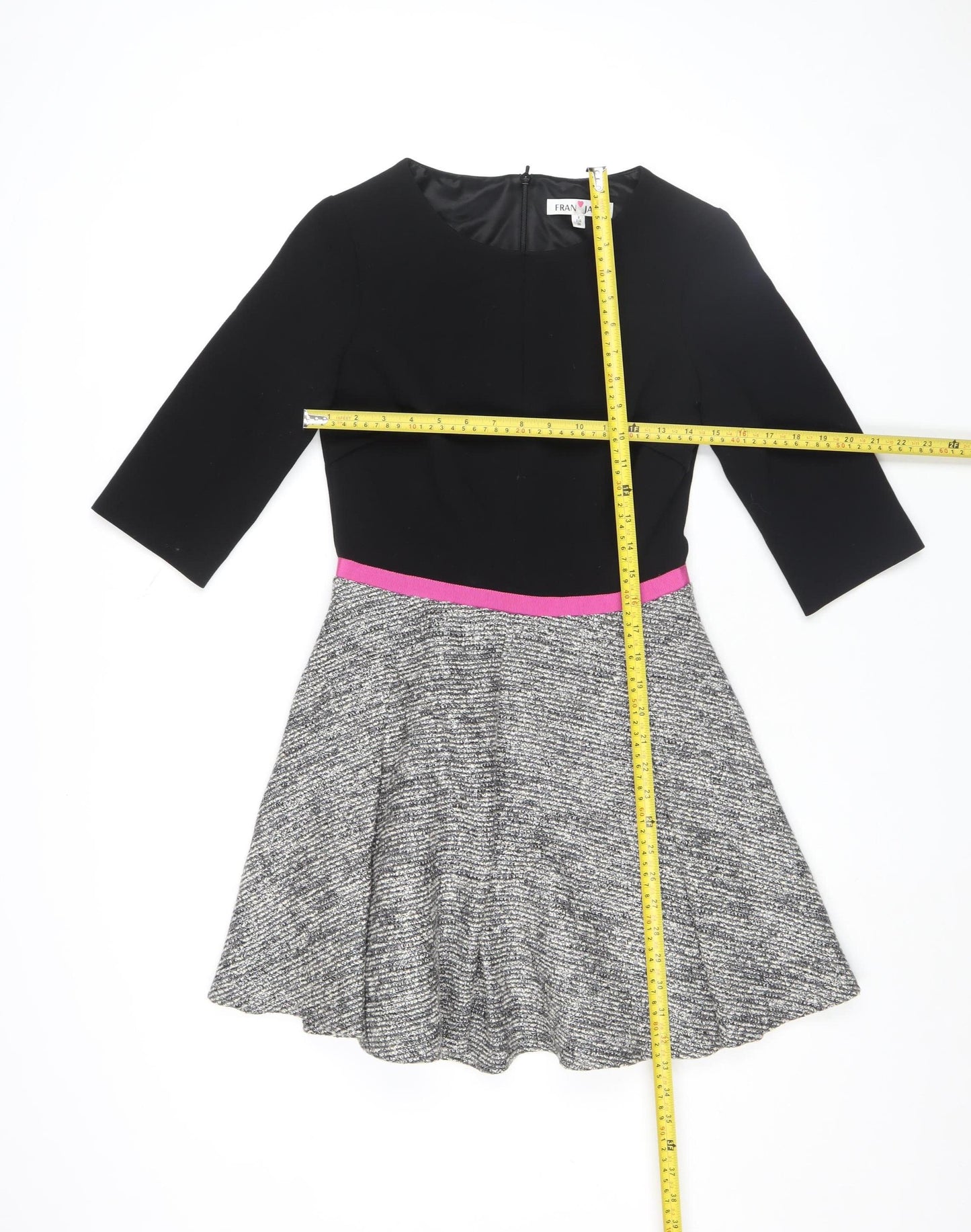 Fran Jane Women’s Black Grey Fit & Flare Dress Size 8
