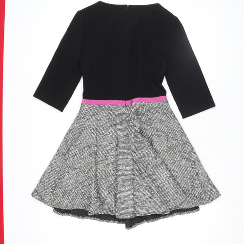 Fran Jane Women’s Black Grey Fit & Flare Dress Size 8