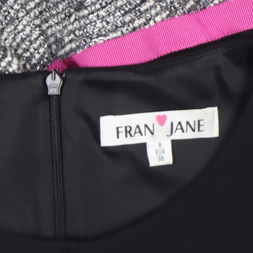 Fran Jane Women’s Black Grey Fit & Flare Dress Size 8