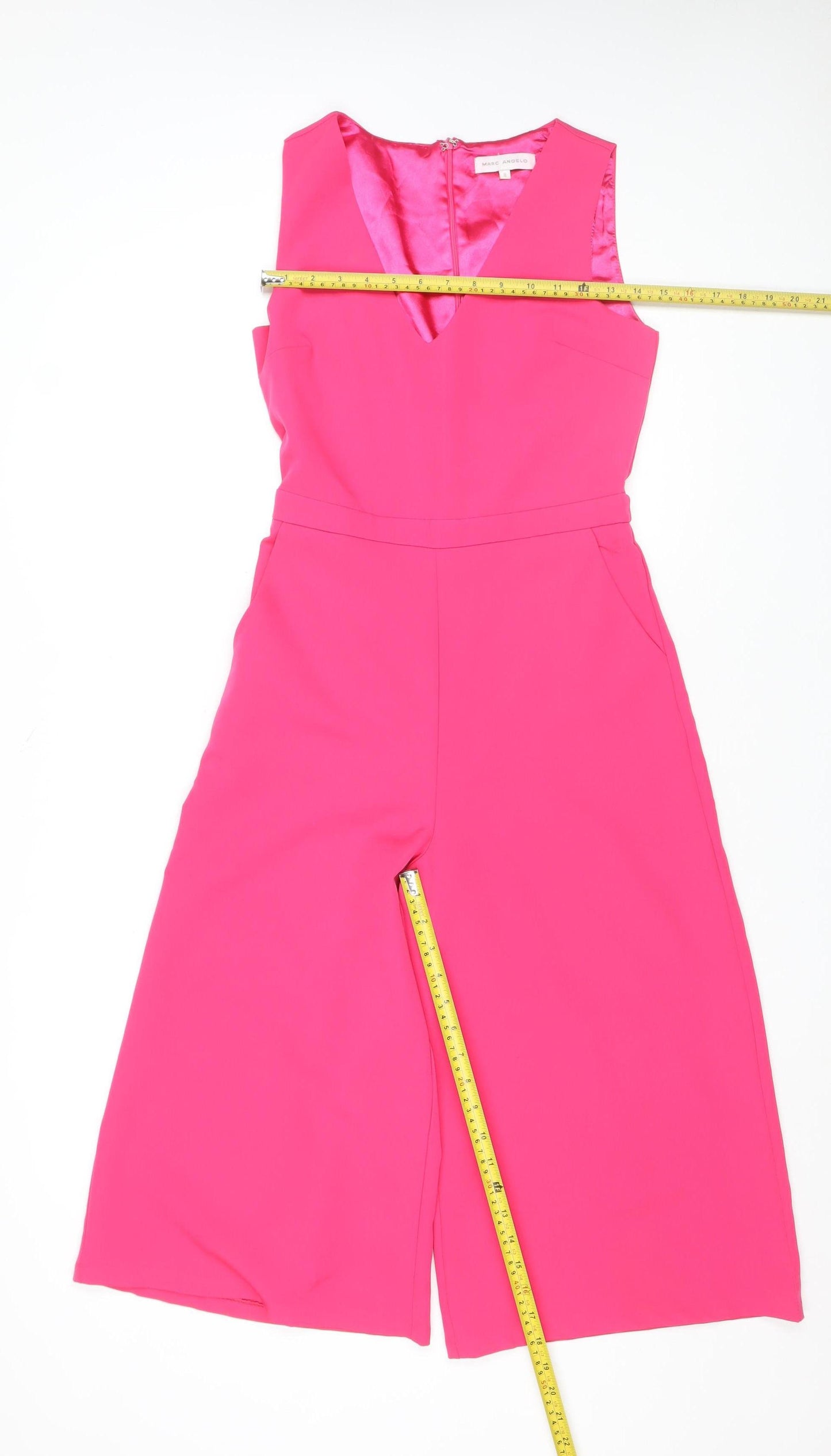 Marc Angelo Women's Pink Sleeveless Wide-Leg Jumpsuit Size 8