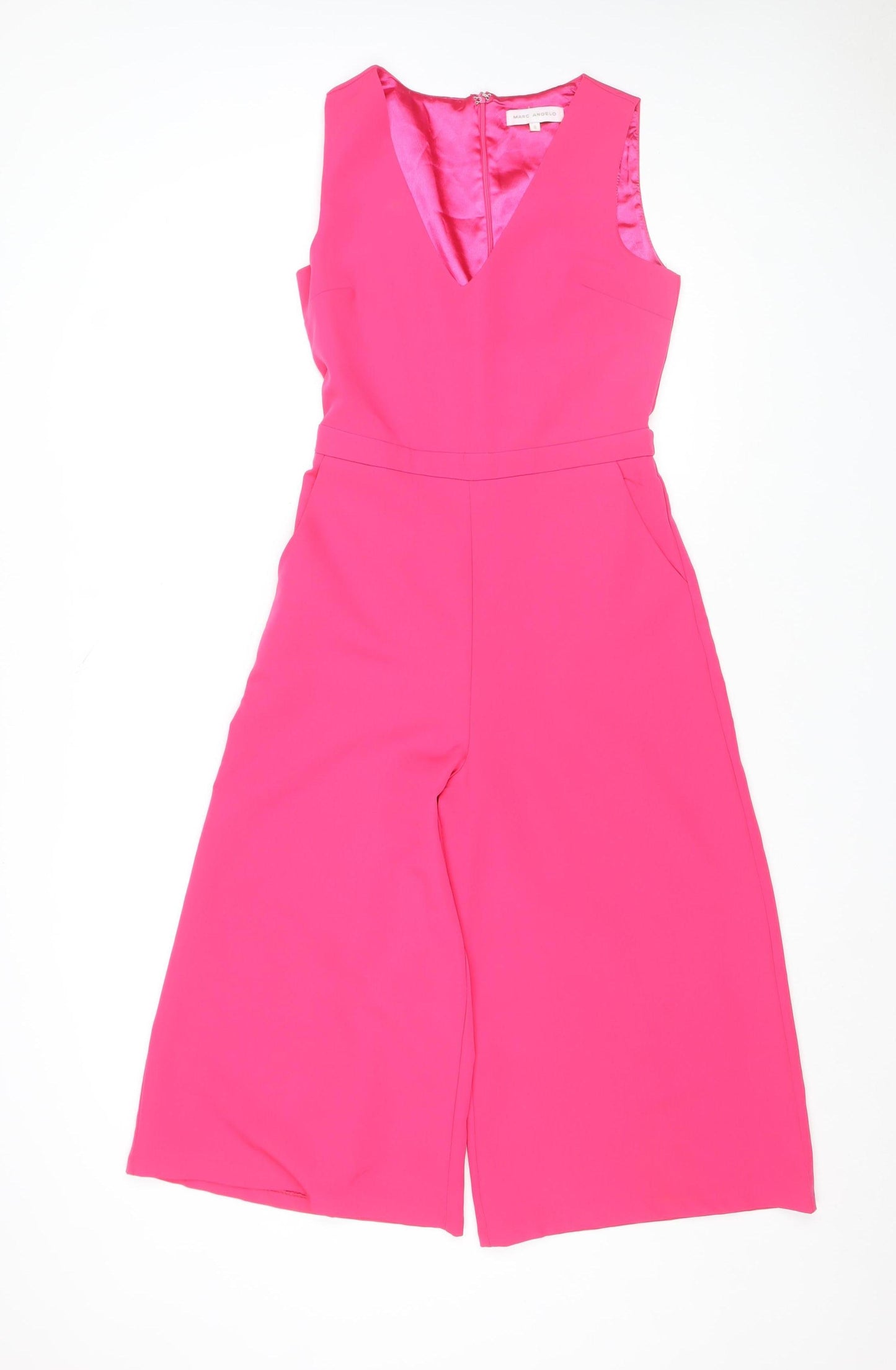 Marc Angelo Women's Pink Sleeveless Wide-Leg Jumpsuit Size 8