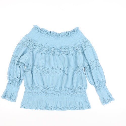 Rowen Avenue Women Blue Off Shoulder Lace Blouse Size S