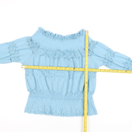 Rowen Avenue Women Blue Off Shoulder Lace Blouse Size S