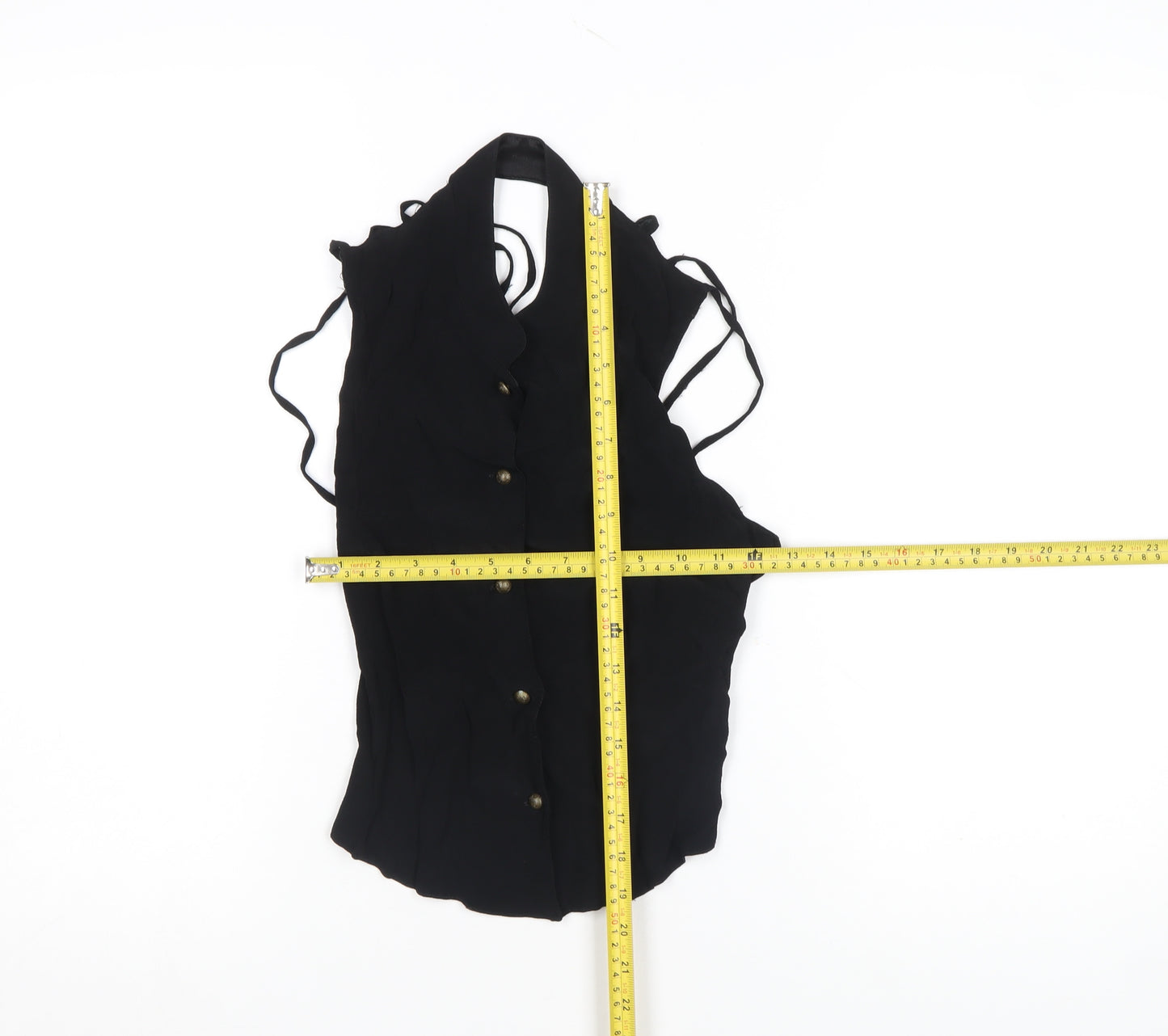 Wallis Women’s Black Halter Neck Sleeveless Button Blouse Size 12