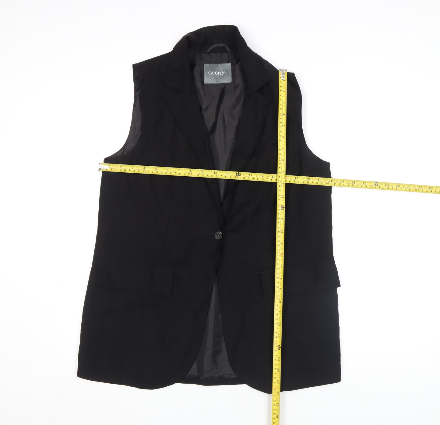 George Women's Black Size 12 Sleeveless Tunic Blouse