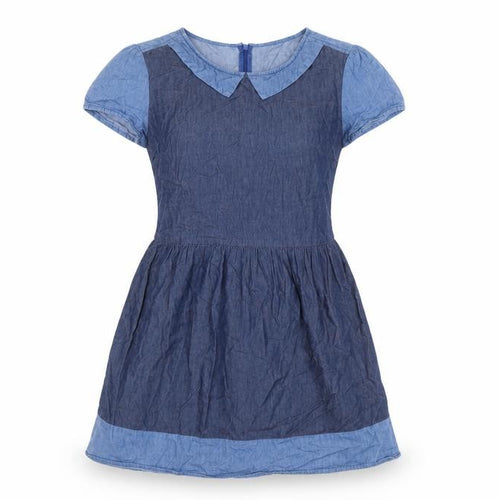 Oasis Women Blue Chambray Fit & Flare Collared Dress Size 10