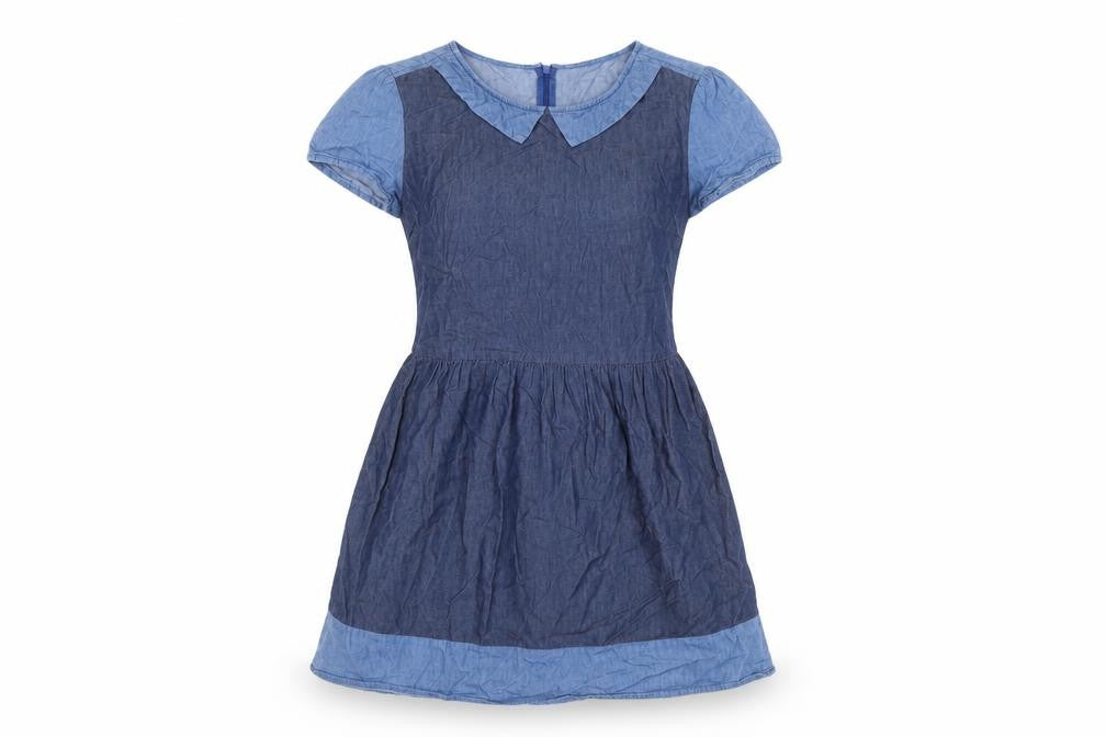 Oasis Women Blue Chambray Fit & Flare Collared Dress Size 10