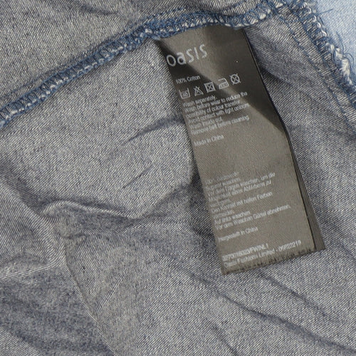 Oasis Women Blue Chambray Fit & Flare Collared Dress Size 10
