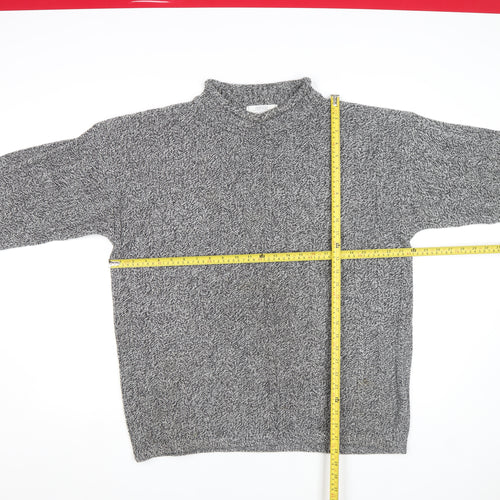 St Bernard Men Grey XL Acrylic Cable-Knit Mock Neck Jumper