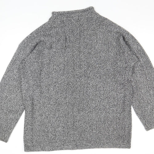 St Bernard Men Grey XL Acrylic Cable-Knit Mock Neck Jumper