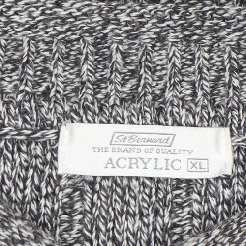 St Bernard Men Grey XL Acrylic Cable-Knit Mock Neck Jumper