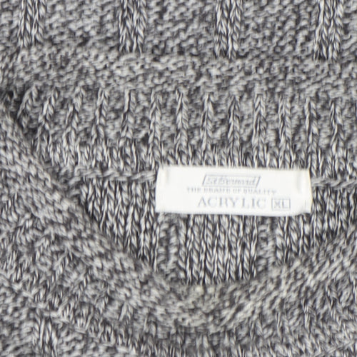 St Bernard Men Grey XL Acrylic Cable-Knit Mock Neck Jumper