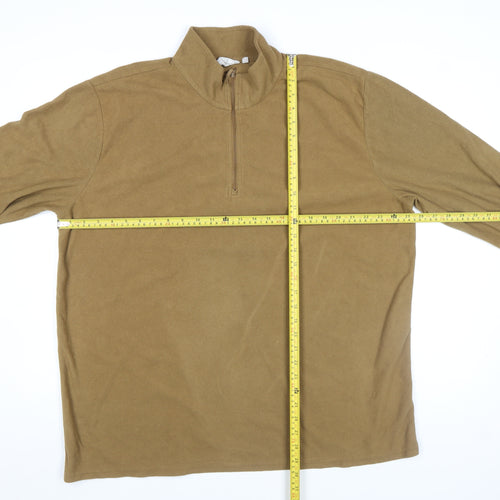 Mountain Warehouse Men Brown Fleece 1/4 Zip Pullover L Long Sleeve