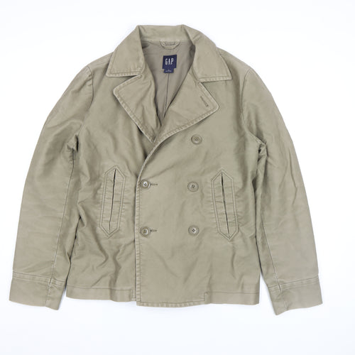 GAP Men's Beige Cotton Pea Coat Jacket M Button Casual Wear