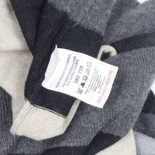 Next Men's Multicoloured L V-Neck Striped Cotton Wool Jumper