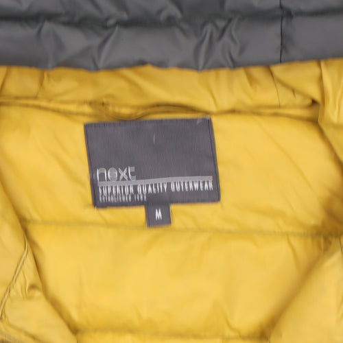 Next Men's Green Puffer Jacket Hooded Medium Down Lightweight