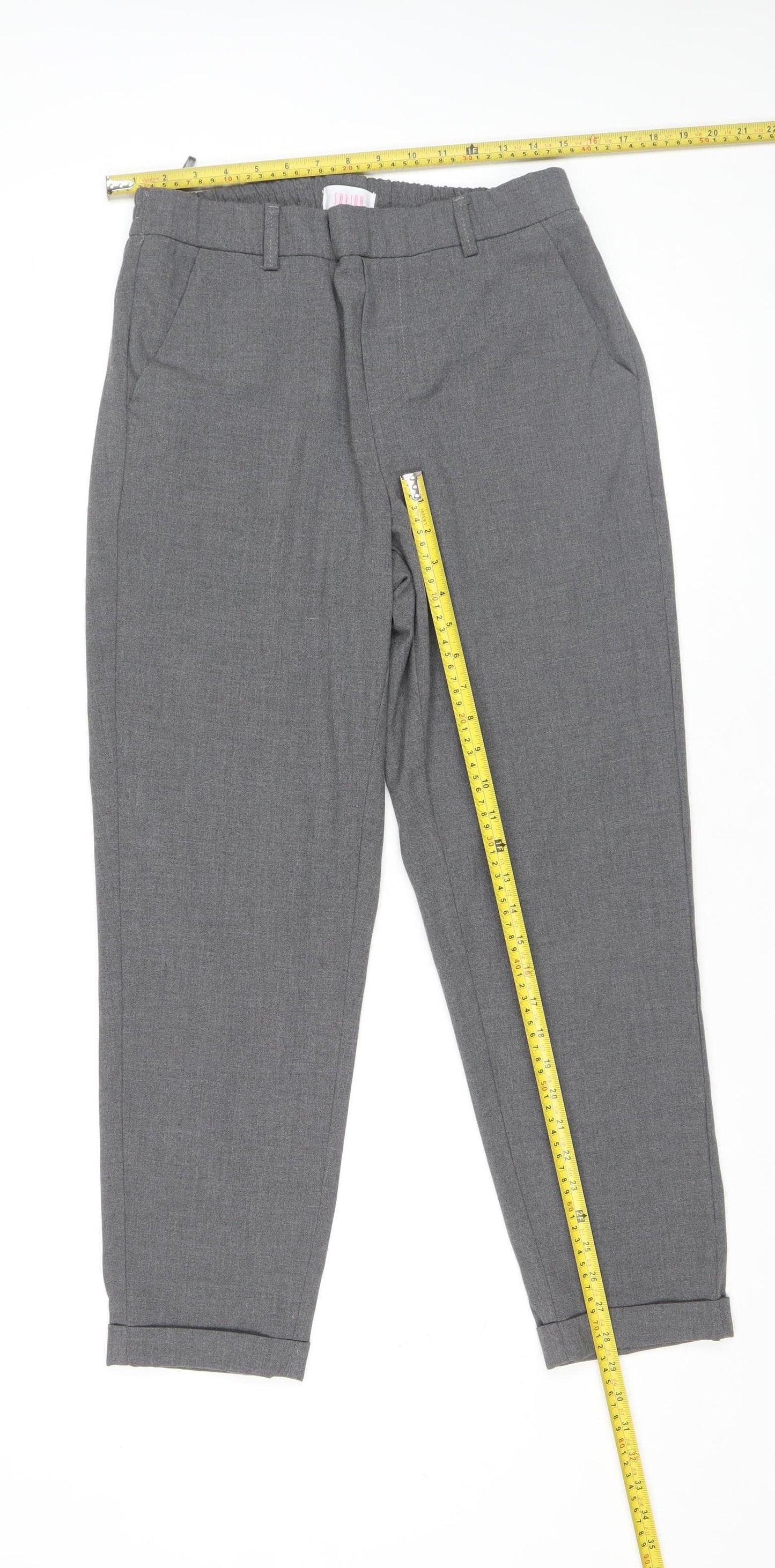 Savida Women’s Grey Cropped Tapered Viscose Trousers Size 12