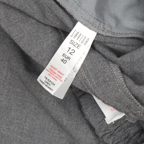 Savida Women’s Grey Cropped Tapered Viscose Trousers Size 12