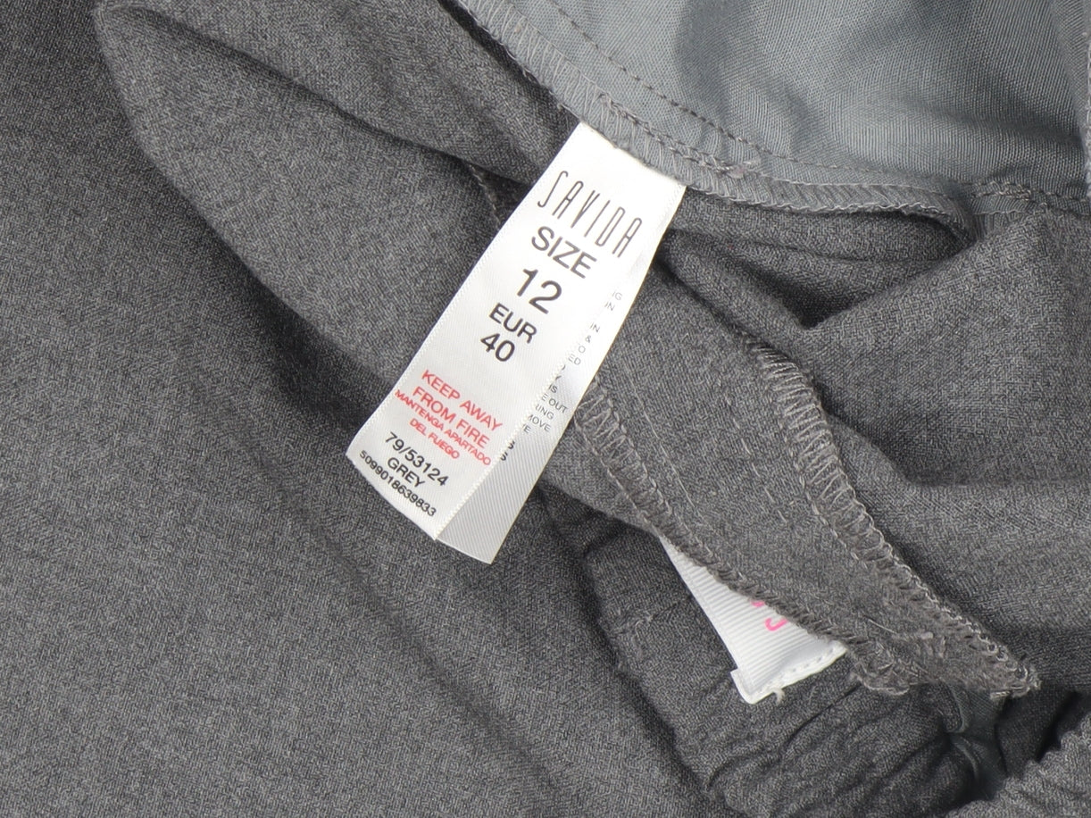 Savida Women’s Grey Cropped Tapered Viscose Trousers Size 12