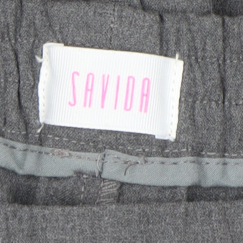 Savida Women’s Grey Cropped Tapered Viscose Trousers Size 12