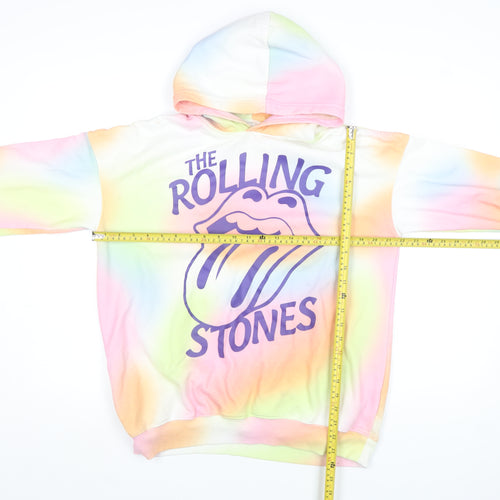 H&M Women’s Multicoloured Rolling Stones Tie Dye Pullover Hoodie Size 14Y