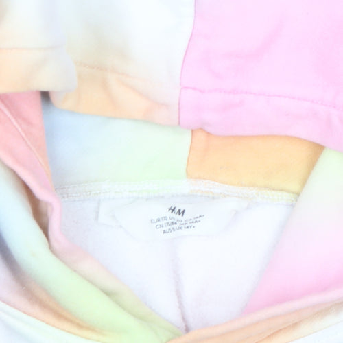 H&M Women’s Multicoloured Rolling Stones Tie Dye Pullover Hoodie Size 14Y
