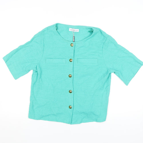 Gallery Women Green Short Sleeve Cotton Blazer Size S