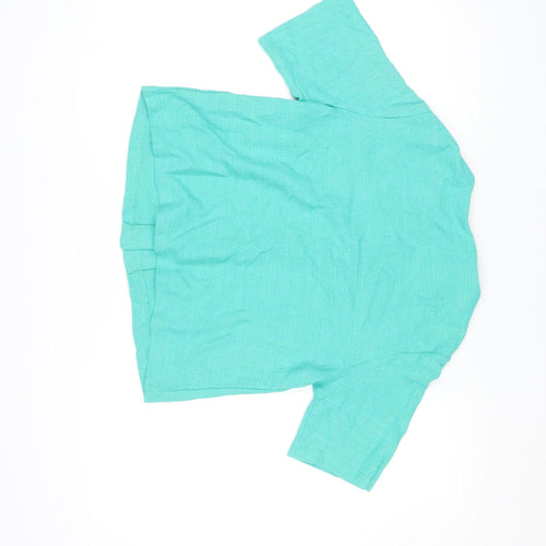 Gallery Women Green Short Sleeve Cotton Blazer Size S