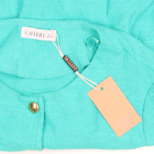 Gallery Women Green Short Sleeve Cotton Blazer Size S