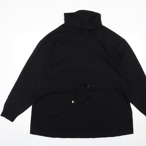 F&F Women’s Black Drawstring Cowl Neck Long Sleeve Pullover Sweatshirt UK 14
