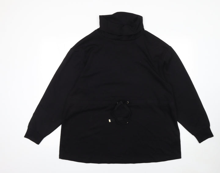 F&F Women’s Black Drawstring Cowl Neck Long Sleeve Pullover Sweatshirt UK 14
