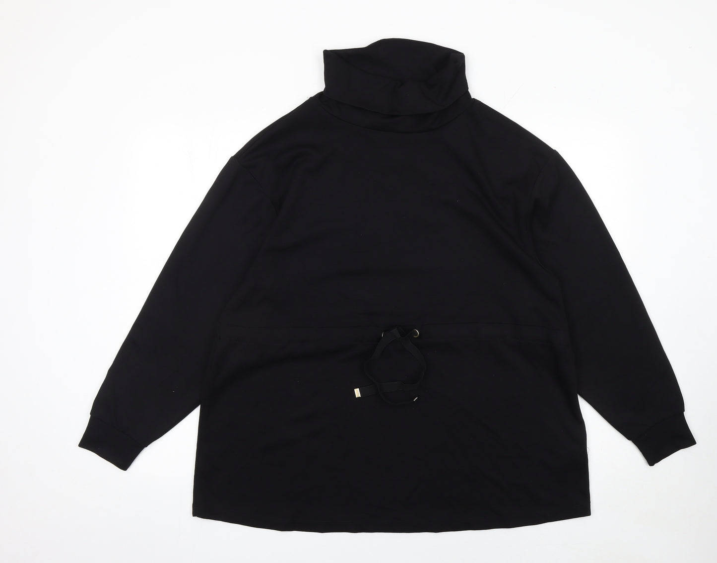 F&F Women’s Black Drawstring Cowl Neck Long Sleeve Pullover Sweatshirt UK 14