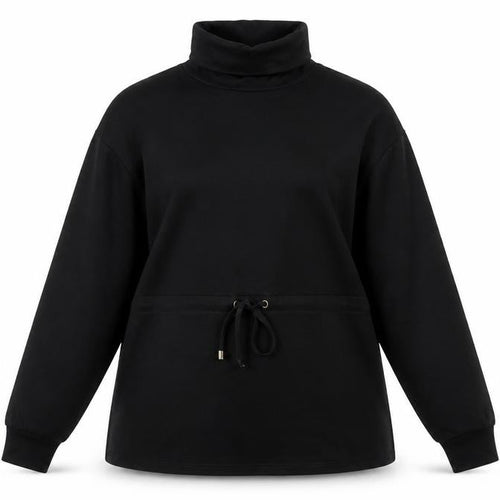 F&F Women’s Black Drawstring Cowl Neck Long Sleeve Pullover Sweatshirt UK 14