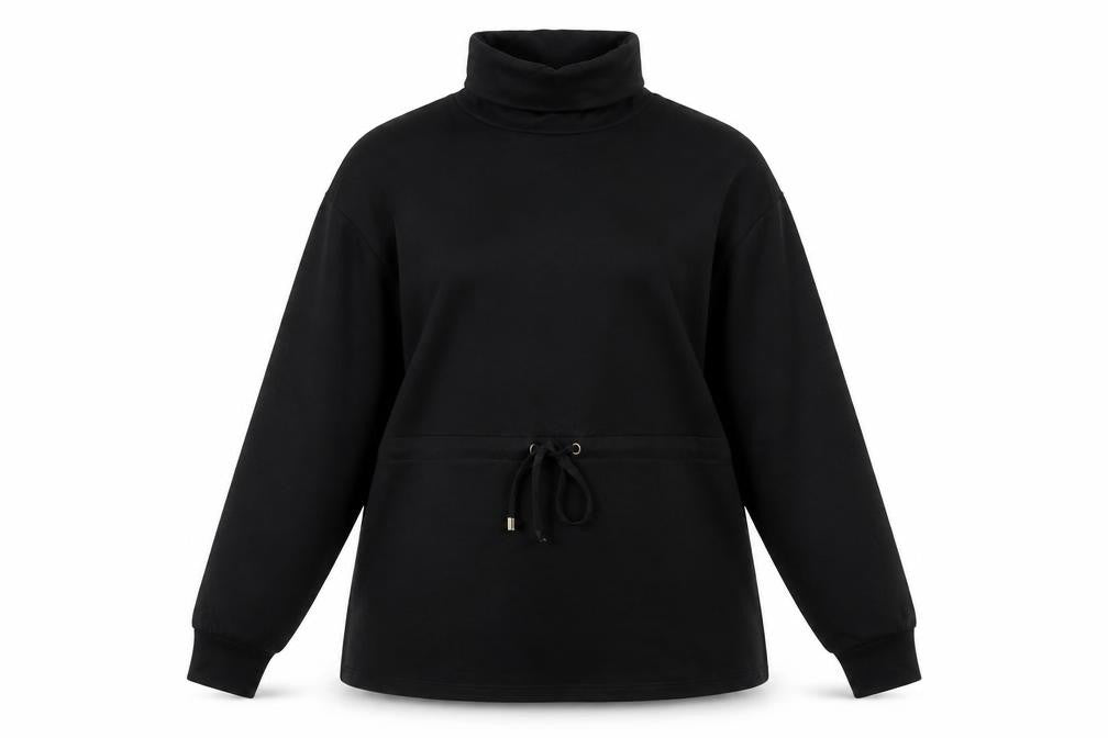 F&F Women’s Black Drawstring Cowl Neck Long Sleeve Pullover Sweatshirt UK 14