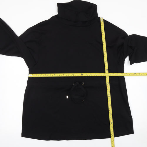 F&F Women’s Black Drawstring Cowl Neck Long Sleeve Pullover Sweatshirt UK 14