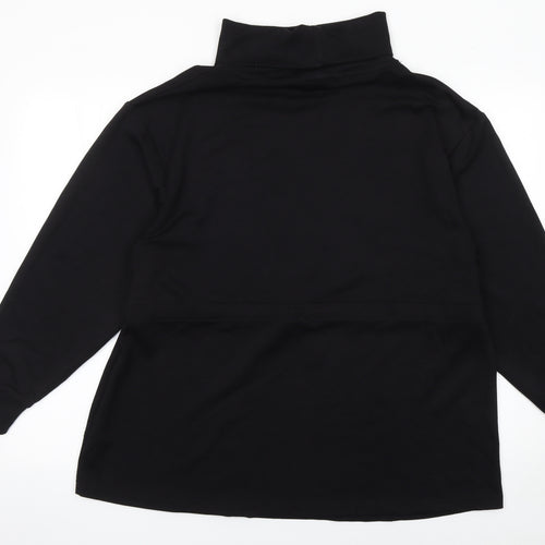 F&F Women’s Black Drawstring Cowl Neck Long Sleeve Pullover Sweatshirt UK 14