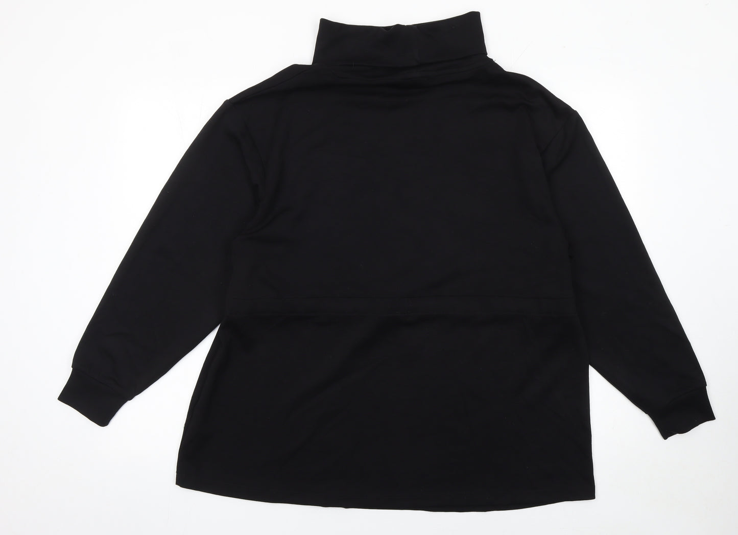 F&F Women’s Black Drawstring Cowl Neck Long Sleeve Pullover Sweatshirt UK 14