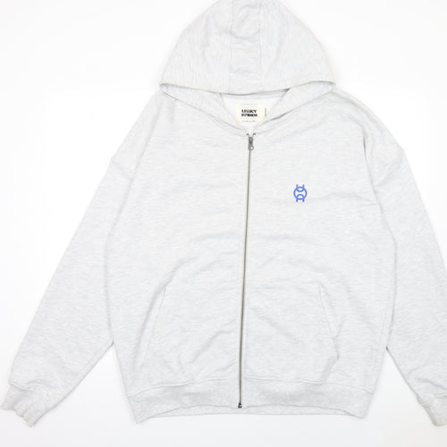 Legacy Studios Men Grey Full Zip Hoodie L Graphic Print Padel Team