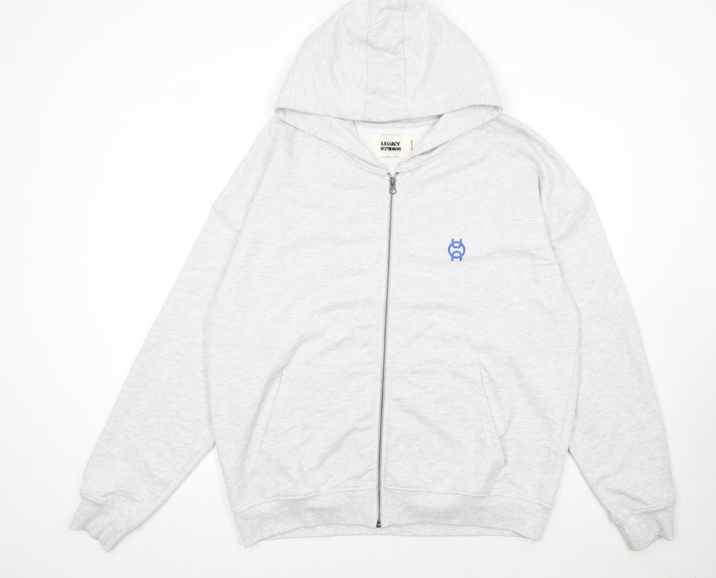 Legacy Studios Men Grey Full Zip Hoodie L Graphic Print Padel Team