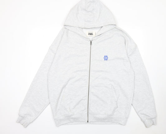 Legacy Studios Men Grey Full Zip Hoodie L Graphic Print Padel Team