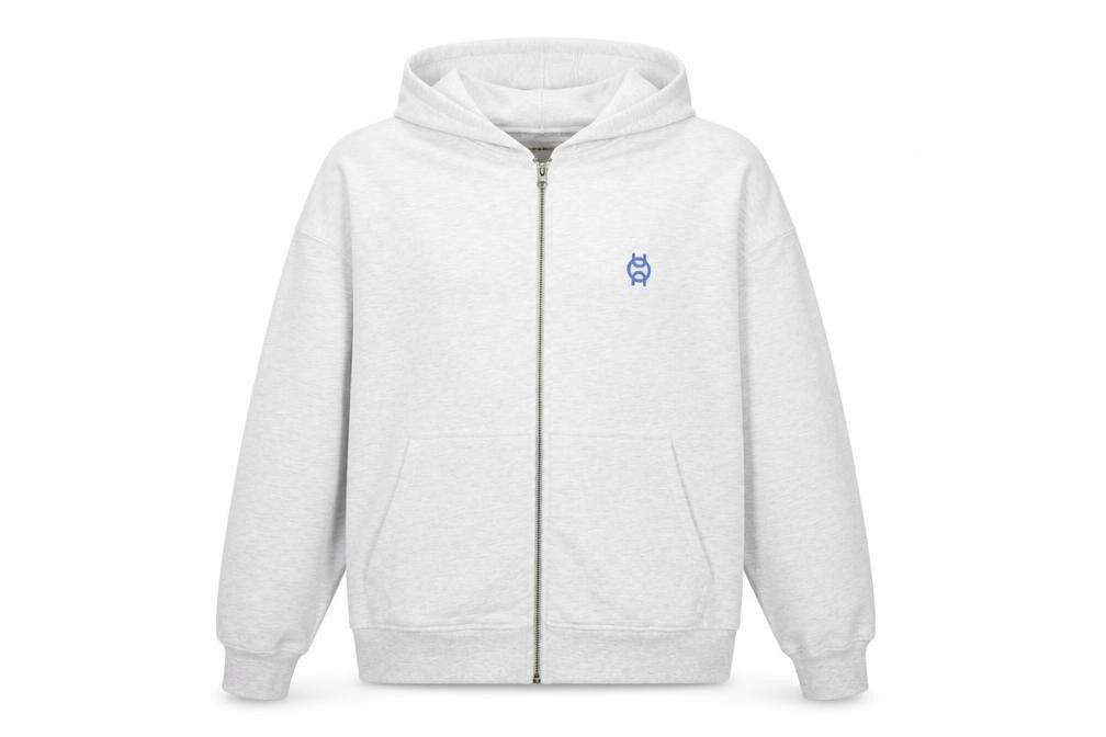 Front view of Legacy Studios Men Grey Full Zip Hoodie L Graphic Print Padel Team