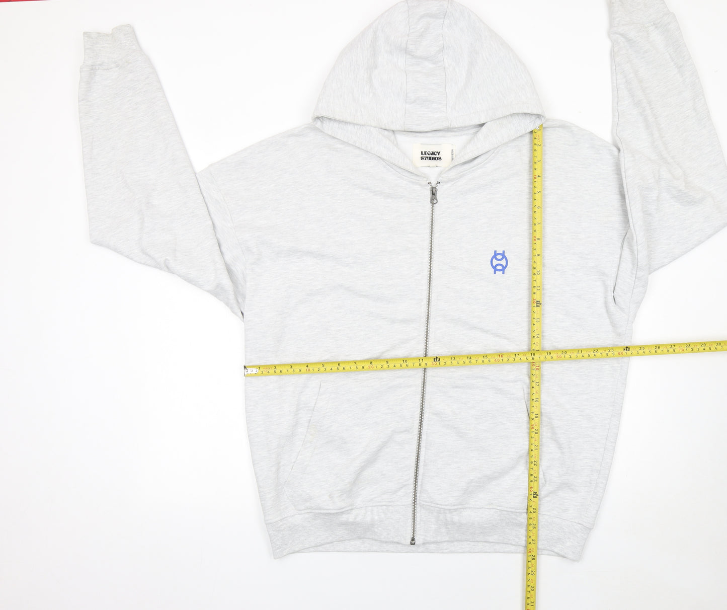 Legacy Studios Men Grey Full Zip Hoodie L Graphic Print Padel Team