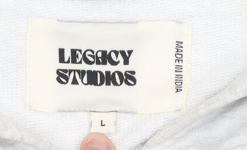 Legacy Studios Men Grey Full Zip Hoodie L Graphic Print Padel Team