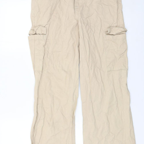 Denim Co Women Beige Cargo Trousers Size 6 Cotton Casual