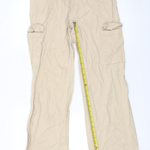 Denim Co Women Beige Cargo Trousers Size 6 Cotton Casual