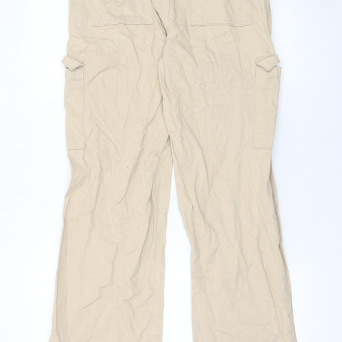 Denim Co Women Beige Cargo Trousers Size 6 Cotton Casual